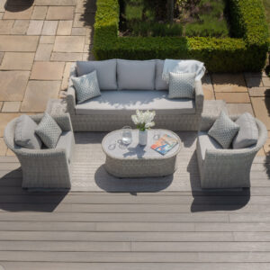 Oxford 3 Seat Rattan Sofa Set – Ceramic Glass